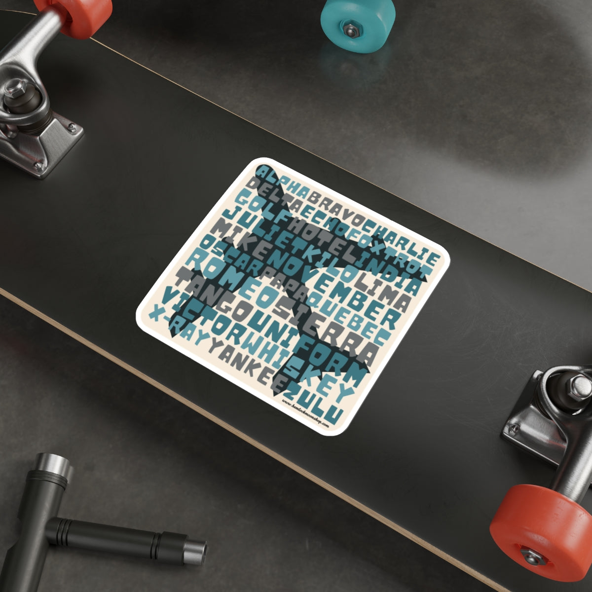 Blue Retro Aviation Alphabet Sticker :: All-Weather, Water-Resistant Vinyl (5 sizes)
