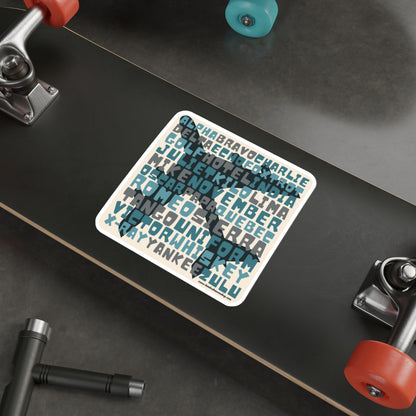Blue Retro Aviation Alphabet Sticker :: All-Weather, Water-Resistant Vinyl (5 sizes)
