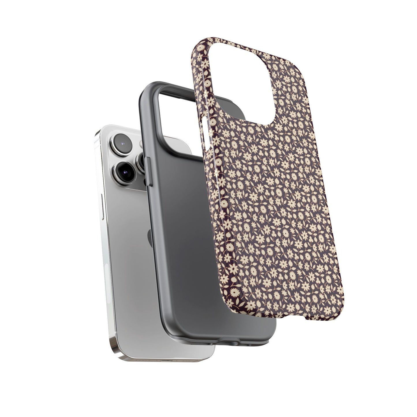 Coffee and Cream Vintage Floral Pattern iPhone Case