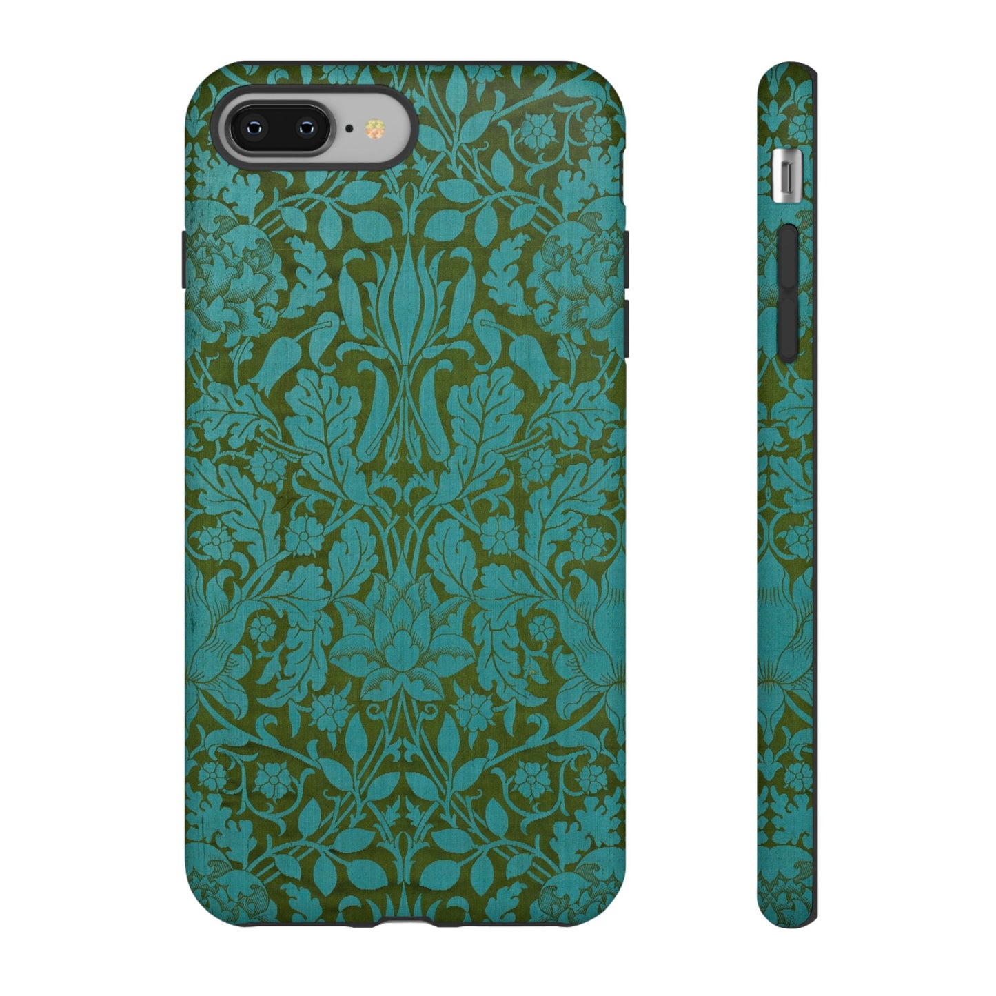 Aqua & Olive Oak Pattern by William Morris iPhone Case