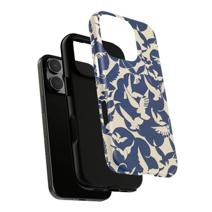 Blue Sky Birds Flying Retro iPhone Case