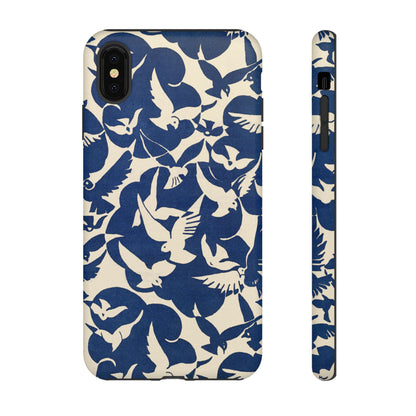 Blue Sky Birds Flying Retro iPhone Case