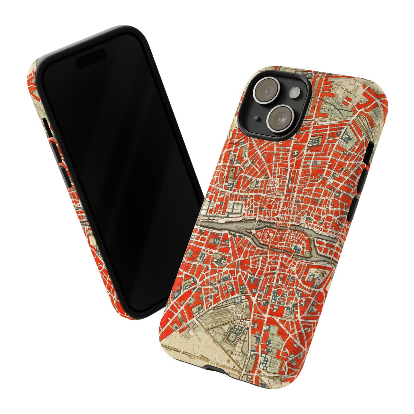 Retro Red Paris Map iPhone Case