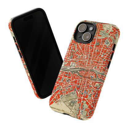 Retro Red Paris Map iPhone Case