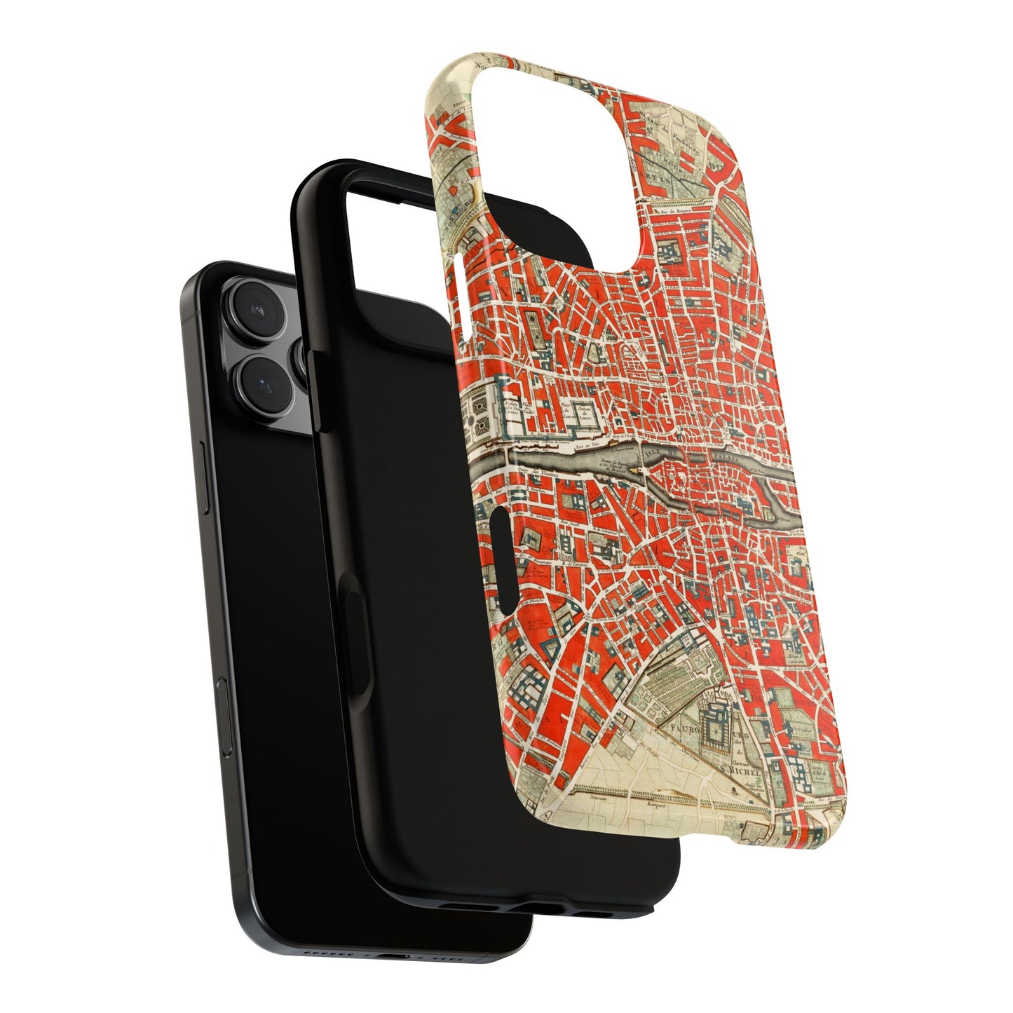 Retro Red Paris Map iPhone Case