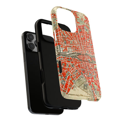 Retro Red Paris Map iPhone Case