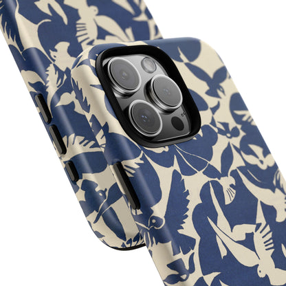 Blue Sky Birds Flying Retro iPhone Case