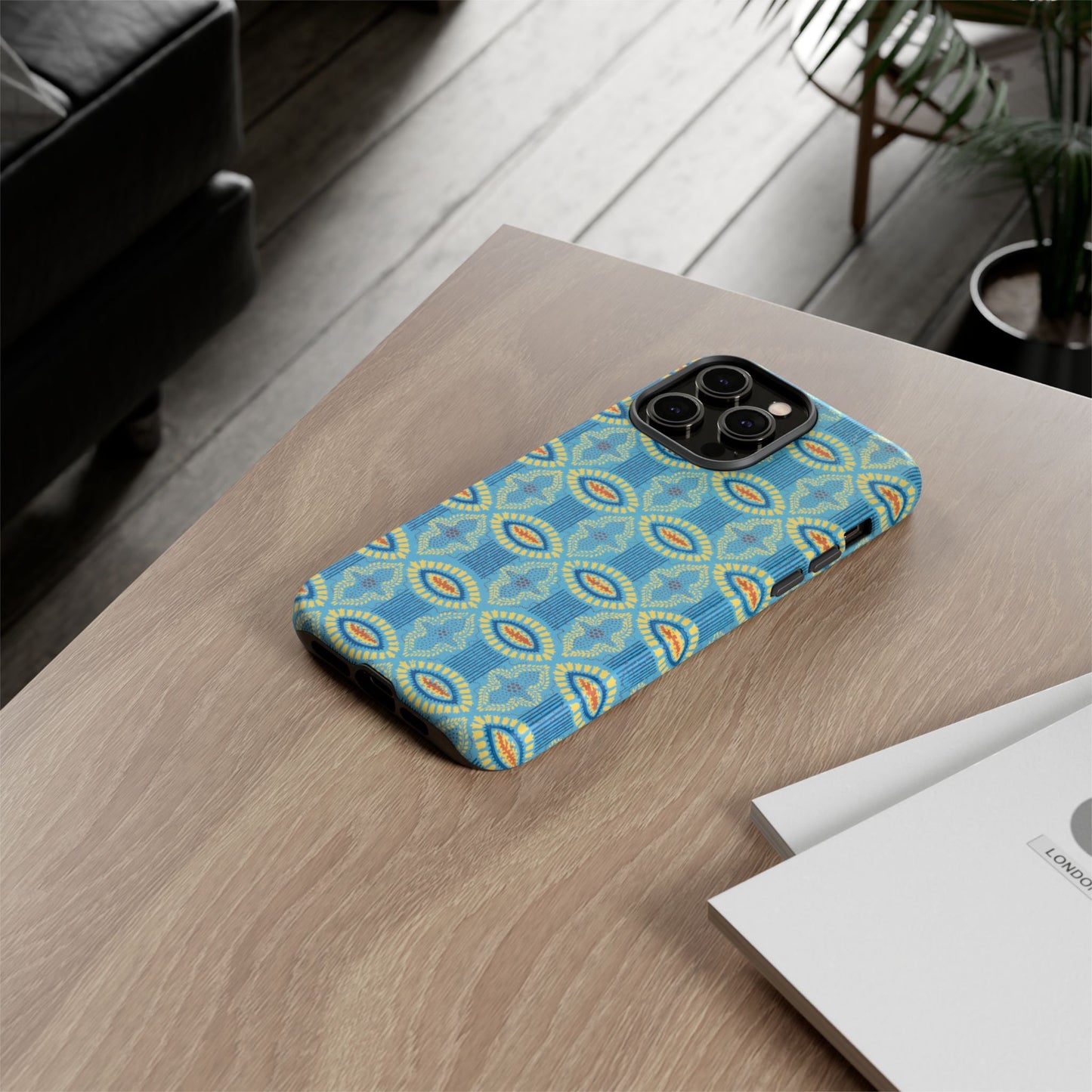 Turquoise Retro Geometric iPhone Case