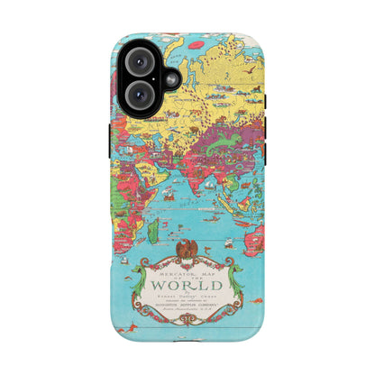 Map of the World Retro Travel iPhone Case