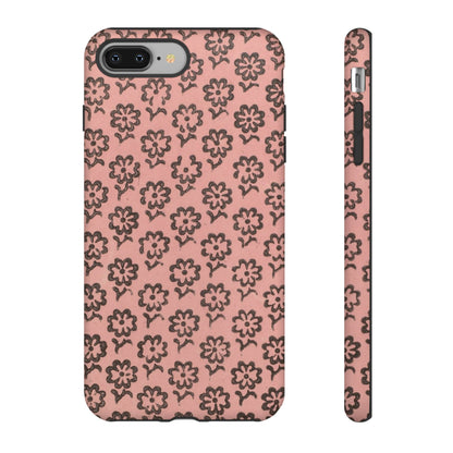 Dutch Pink & Brown Scattered Pattern Floral iPhone Case