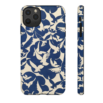 Blue Sky Birds Flying Retro iPhone Case