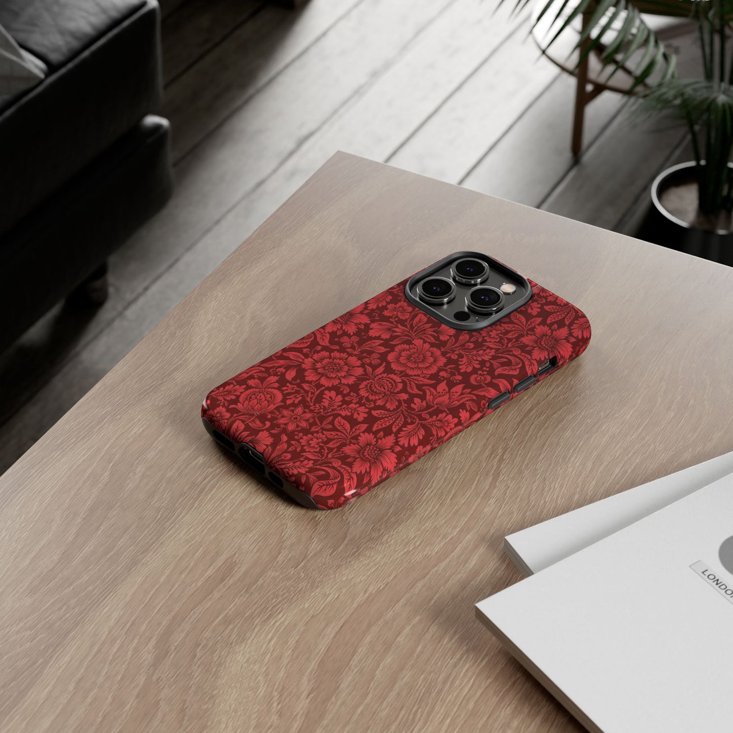 Vintage Crimson Floral Botanical iPhone Case