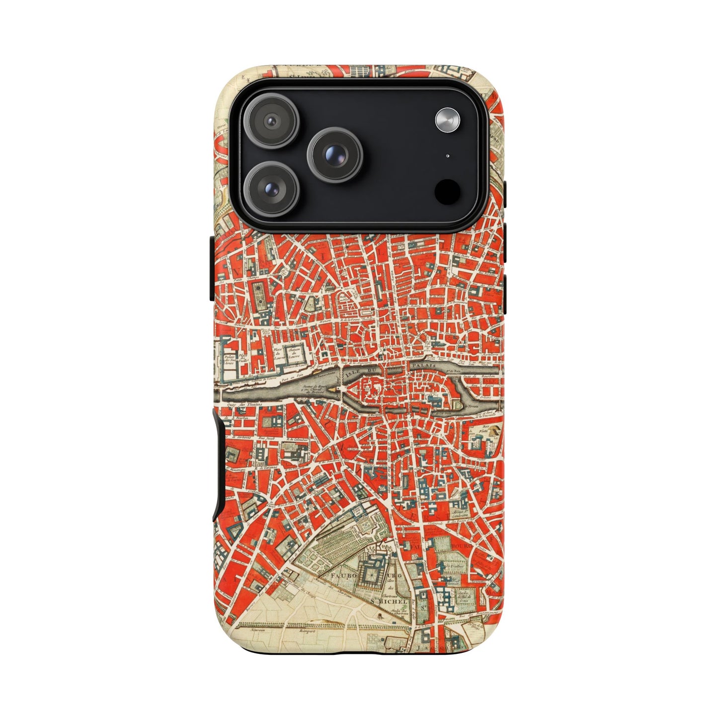Retro Red Paris Map iPhone Case