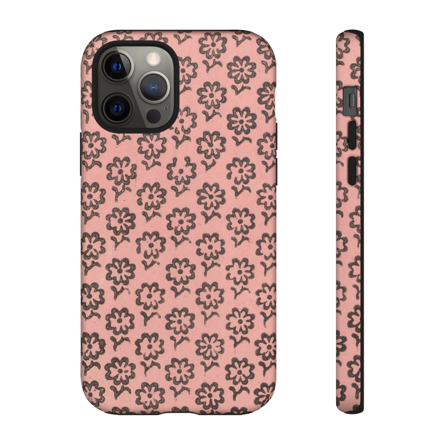 Dutch Pink & Brown Scattered Pattern Floral iPhone Case