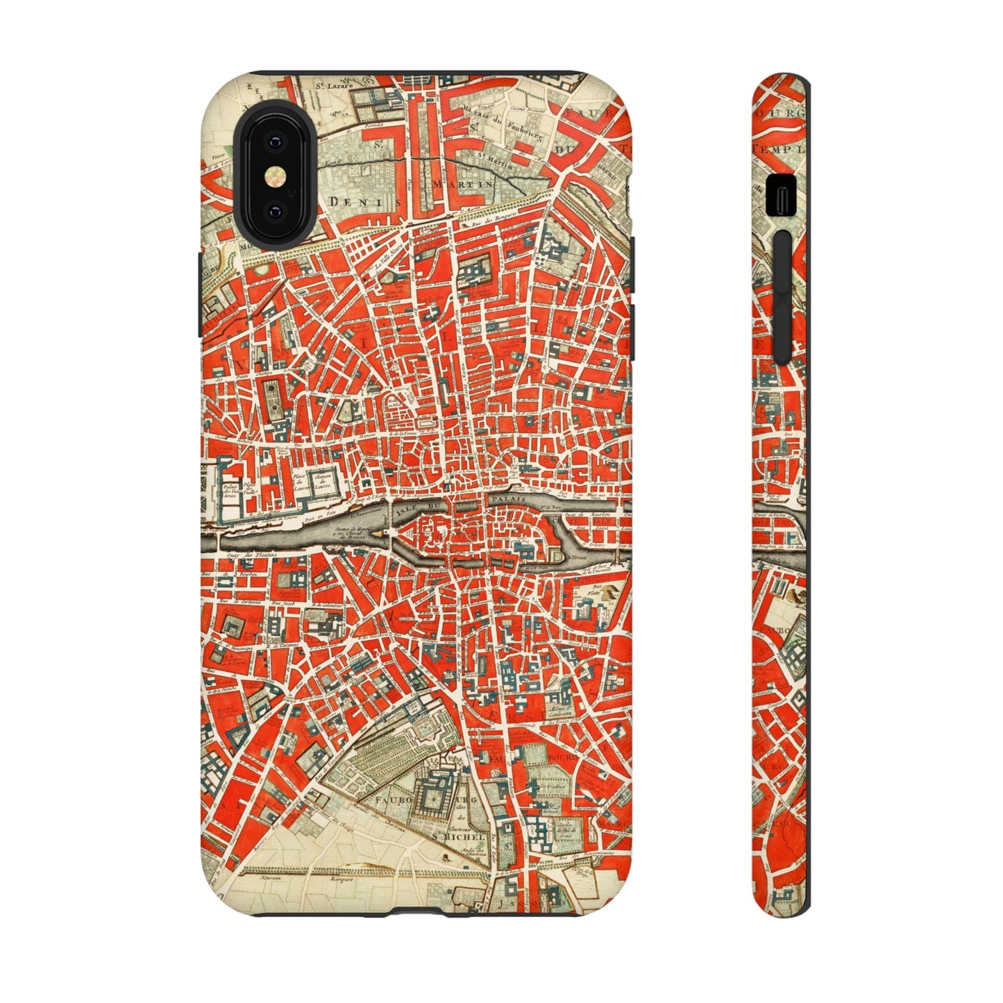 Retro Red Paris Map iPhone Case