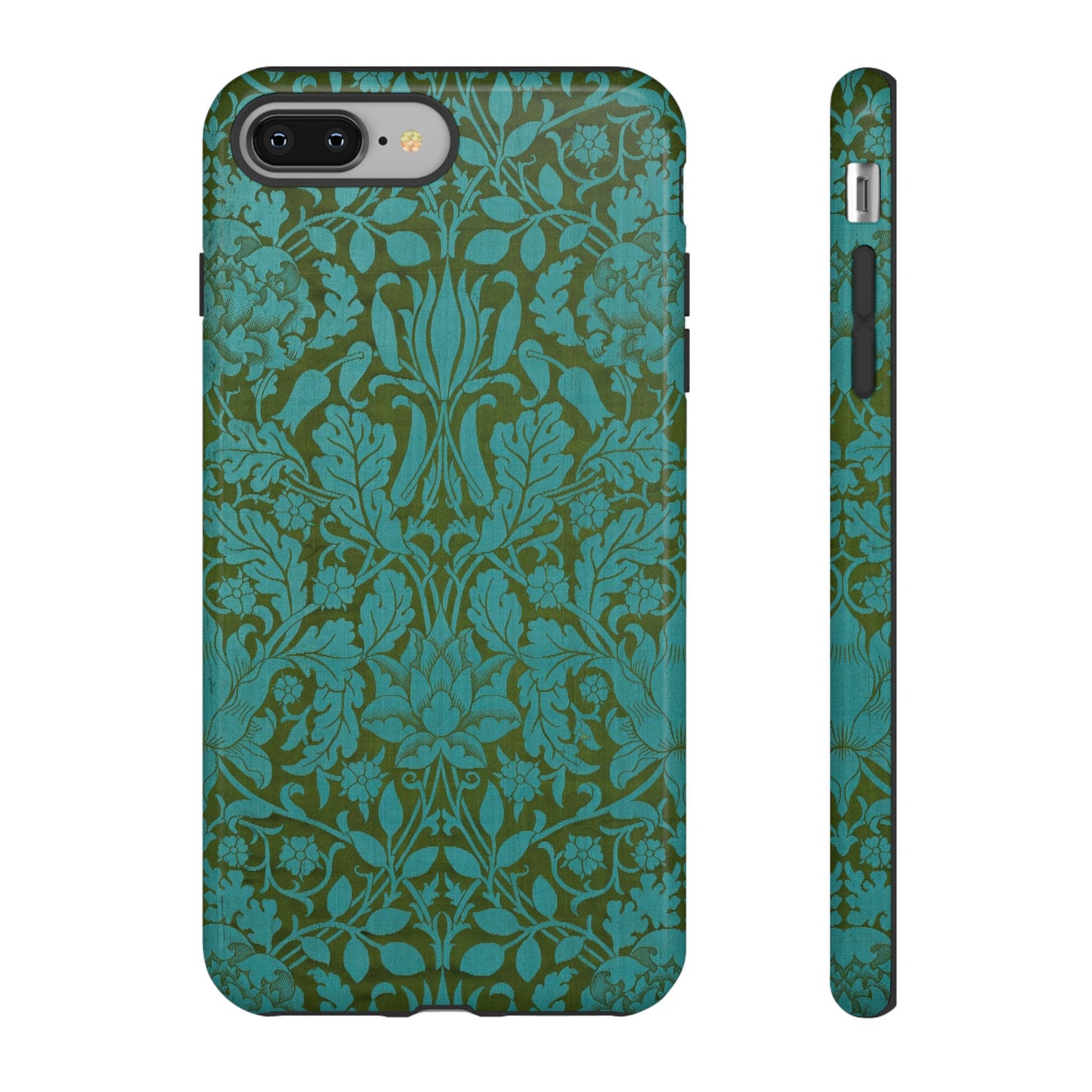 Aqua & Olive Oak Pattern by William Morris iPhone Case