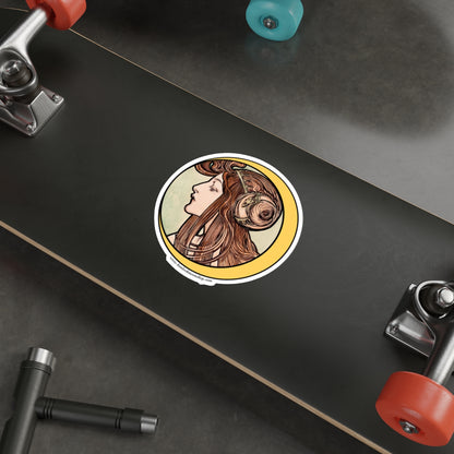 Crescent Moon Art Nouveau Sticker :: All-Weather, Water-Resistant Vinyl (5 sizes)