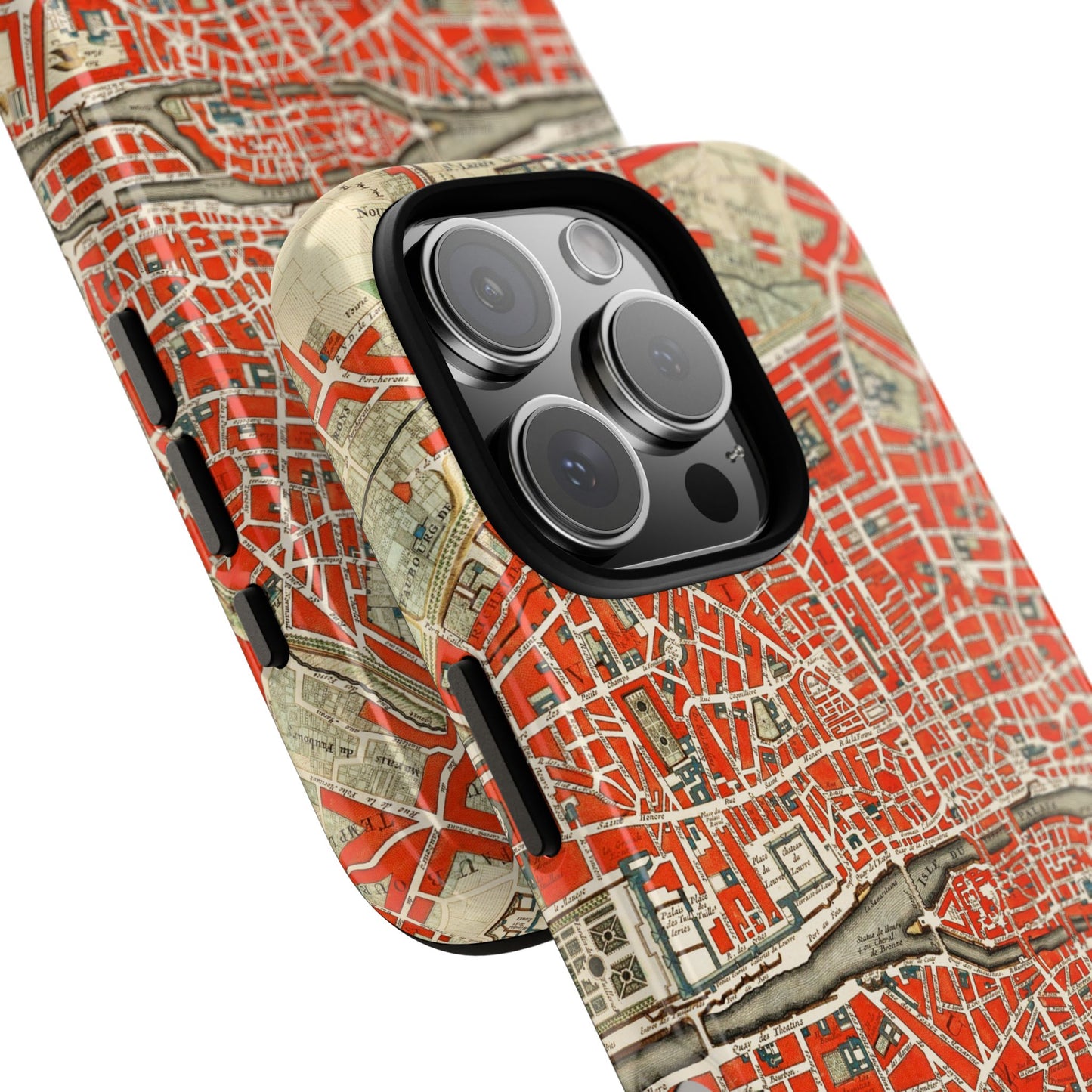Retro Red Paris Map iPhone Case