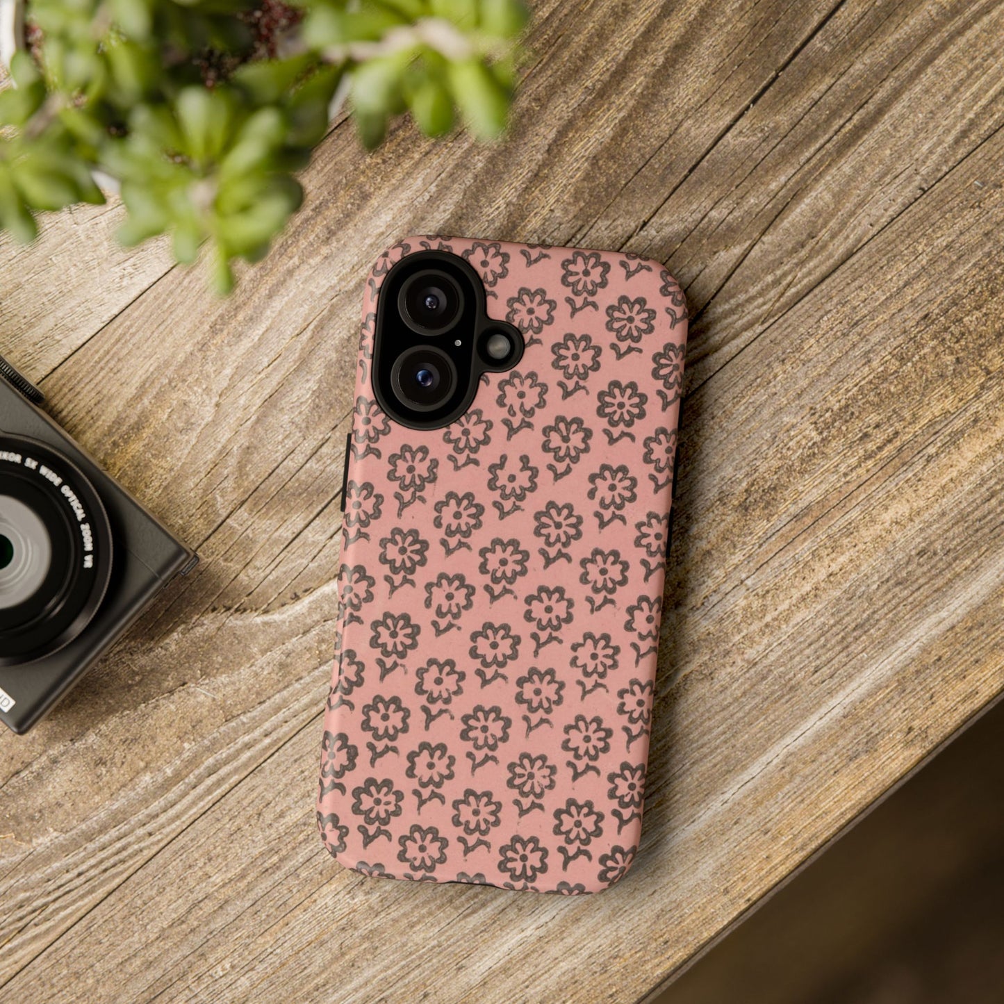 Dutch Pink & Brown Scattered Pattern Floral iPhone Case