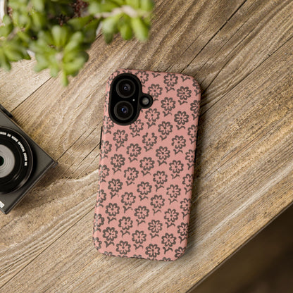 Dutch Pink & Brown Scattered Pattern Floral iPhone Case