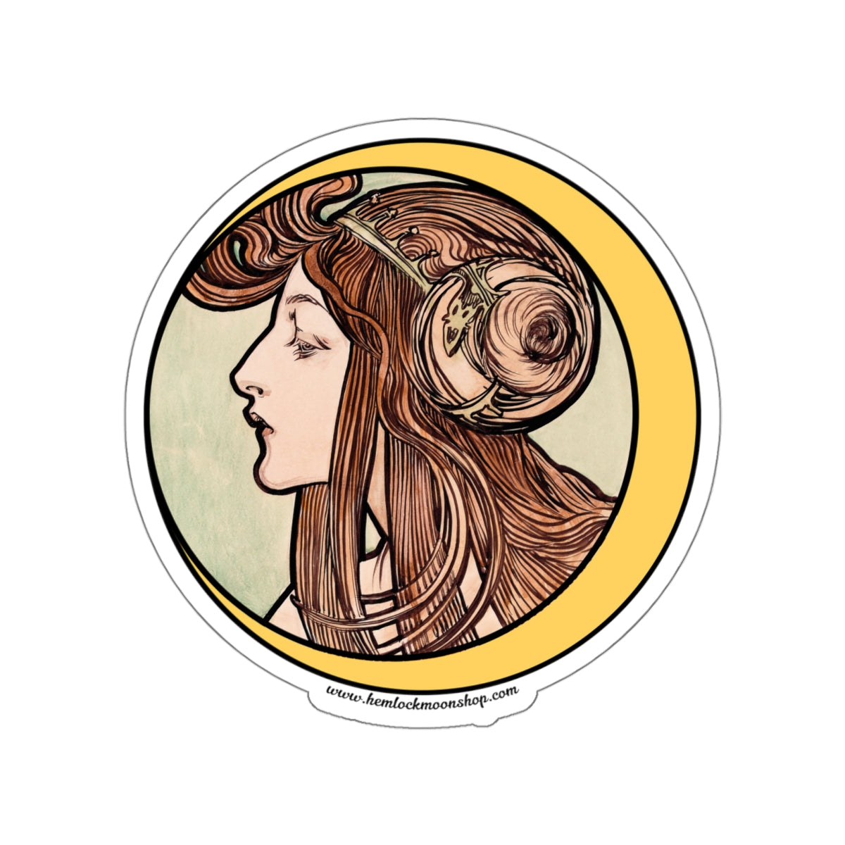Crescent Moon Art Nouveau Sticker :: All-Weather, Water-Resistant Vinyl (5 sizes)