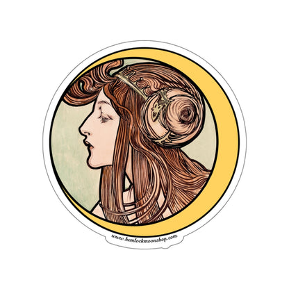 Crescent Moon Art Nouveau Sticker :: All-Weather, Water-Resistant Vinyl (5 sizes)