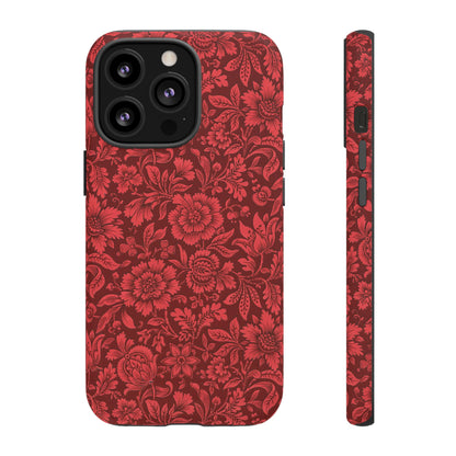 Vintage Crimson Floral Botanical iPhone Case