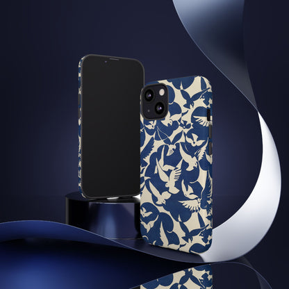 Blue Sky Birds Flying Retro iPhone Case