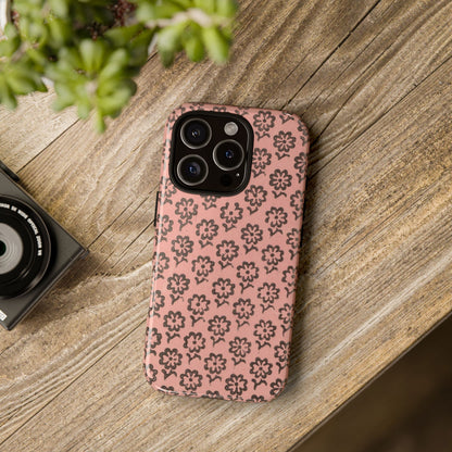 Dutch Pink & Brown Scattered Pattern Floral iPhone Case
