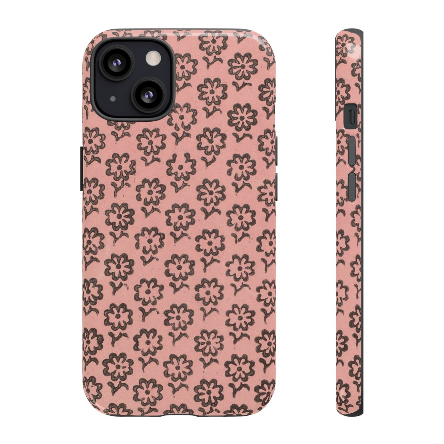 Dutch Pink & Brown Scattered Pattern Floral iPhone Case