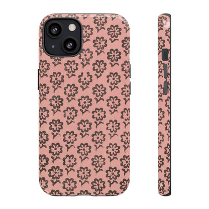 Dutch Pink & Brown Scattered Pattern Floral iPhone Case