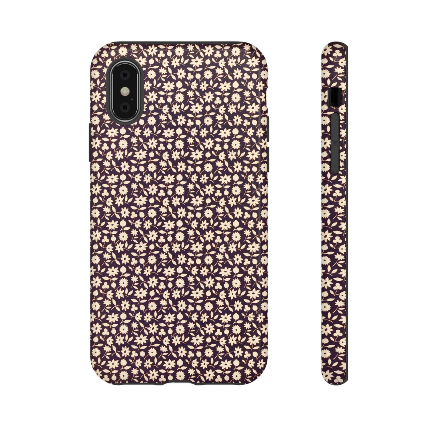 Coffee and Cream Vintage Floral Pattern iPhone Case