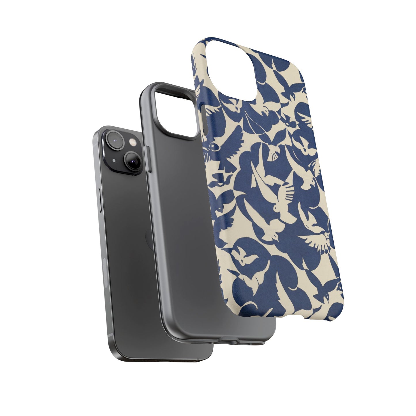 Blue Sky Birds Flying Retro iPhone Case
