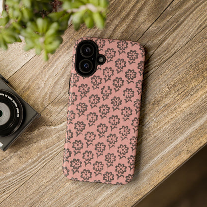 Dutch Pink & Brown Scattered Pattern Floral iPhone Case