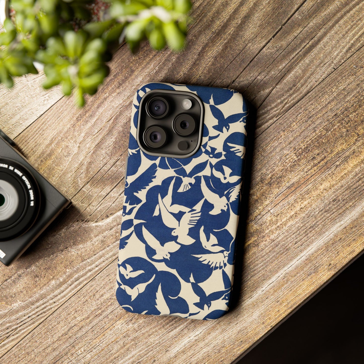 Blue Sky Birds Flying Retro iPhone Case