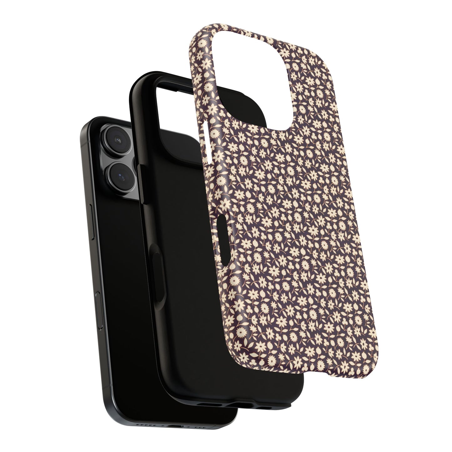 Coffee and Cream Vintage Floral Pattern iPhone Case