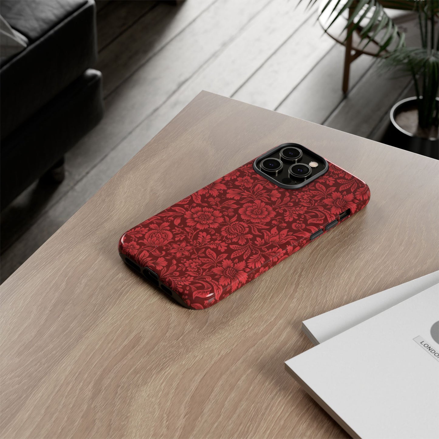 Vintage Crimson Floral Botanical iPhone Case