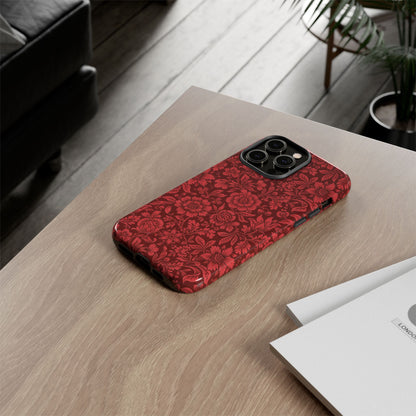 Vintage Crimson Floral Botanical iPhone Case