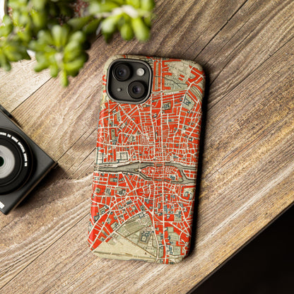 Retro Red Paris Map iPhone Case
