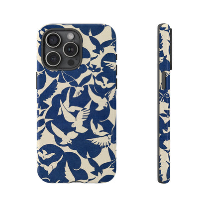 Blue Sky Birds Flying Retro iPhone Case