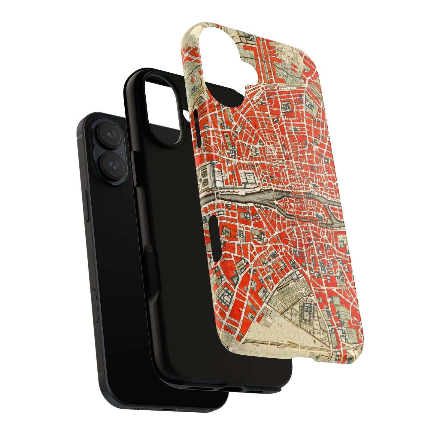 Retro Red Paris Map iPhone Case