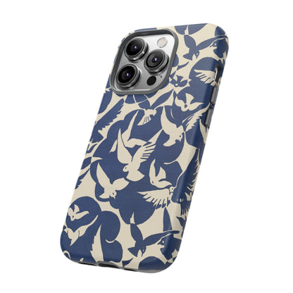 Blue Sky Birds Flying Retro iPhone Case
