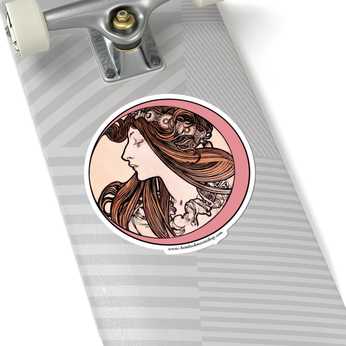 Pink Moon Art Nouveau Sticker (4 sizes)