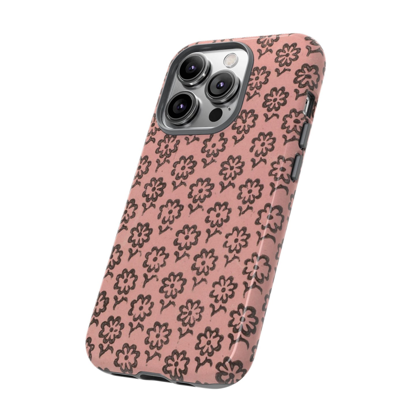 Dutch Pink & Brown Scattered Pattern Floral iPhone Case