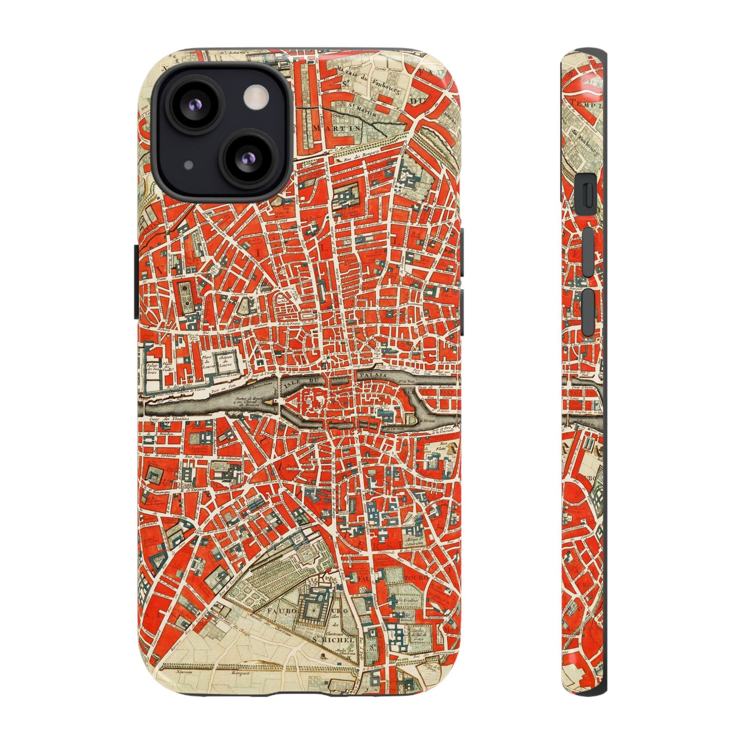 Retro Red Paris Map iPhone Case
