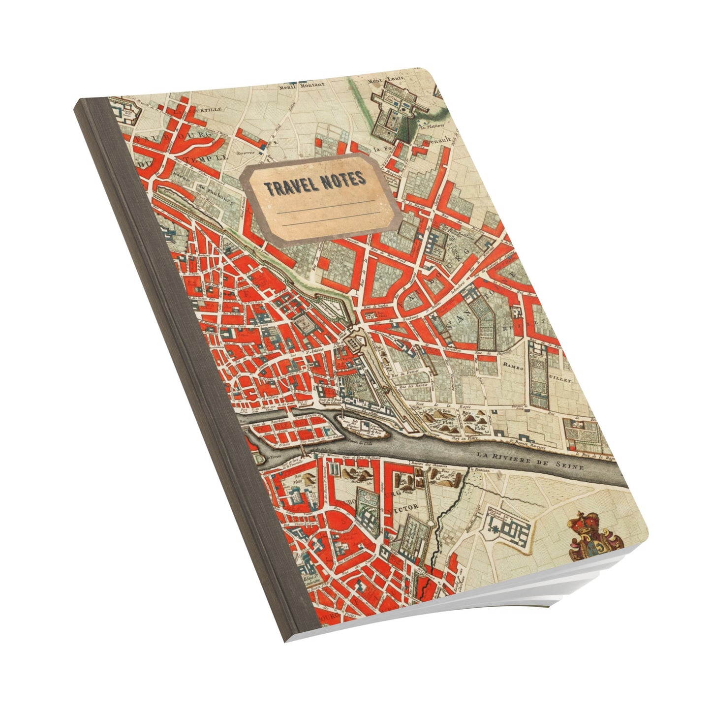 Paris Vintage Map  | Softcover Travel Journal with Inside Illustrations