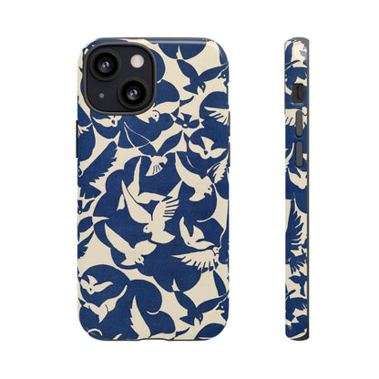 Blue Sky Birds Flying Retro iPhone Case