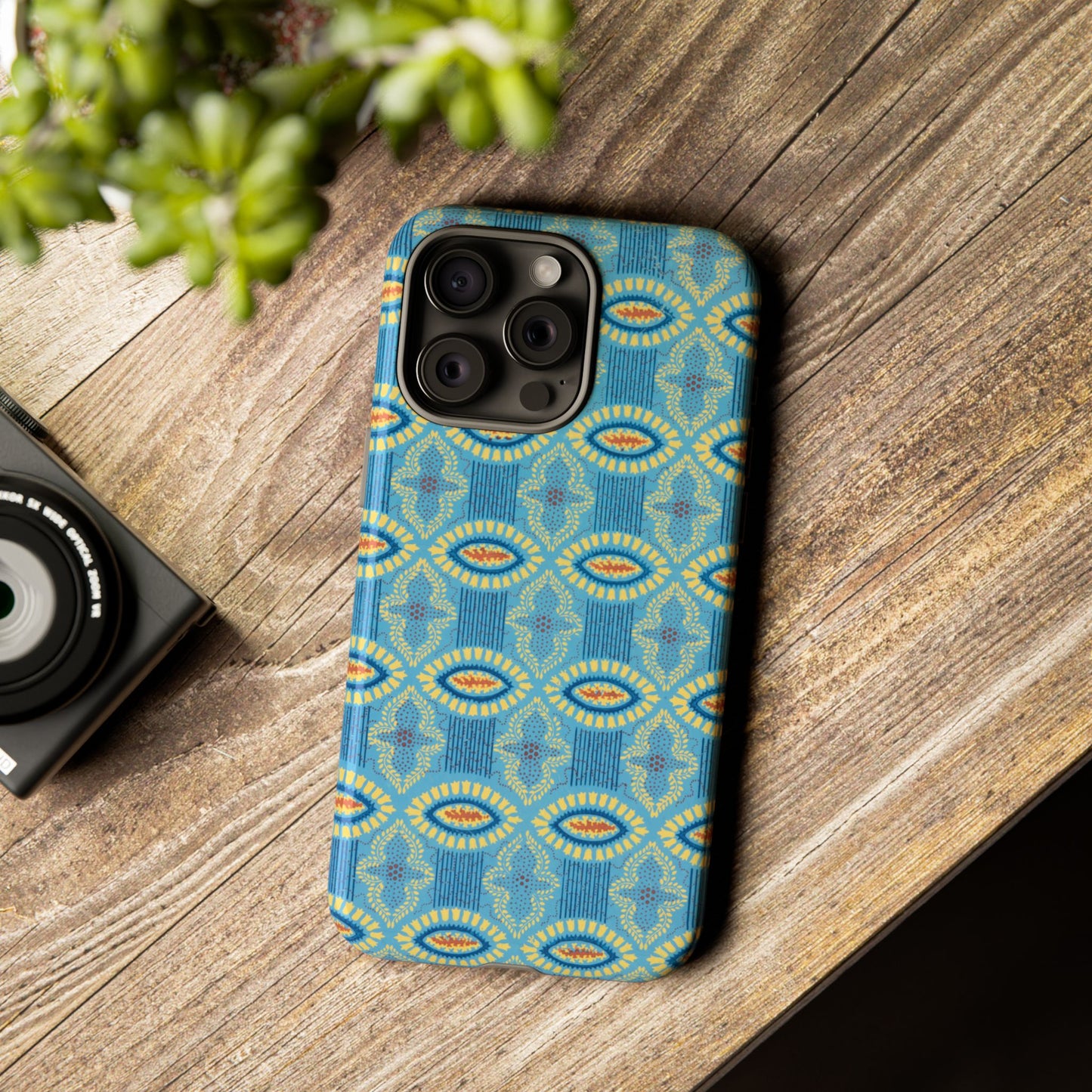 Turquoise Retro Geometric iPhone Case