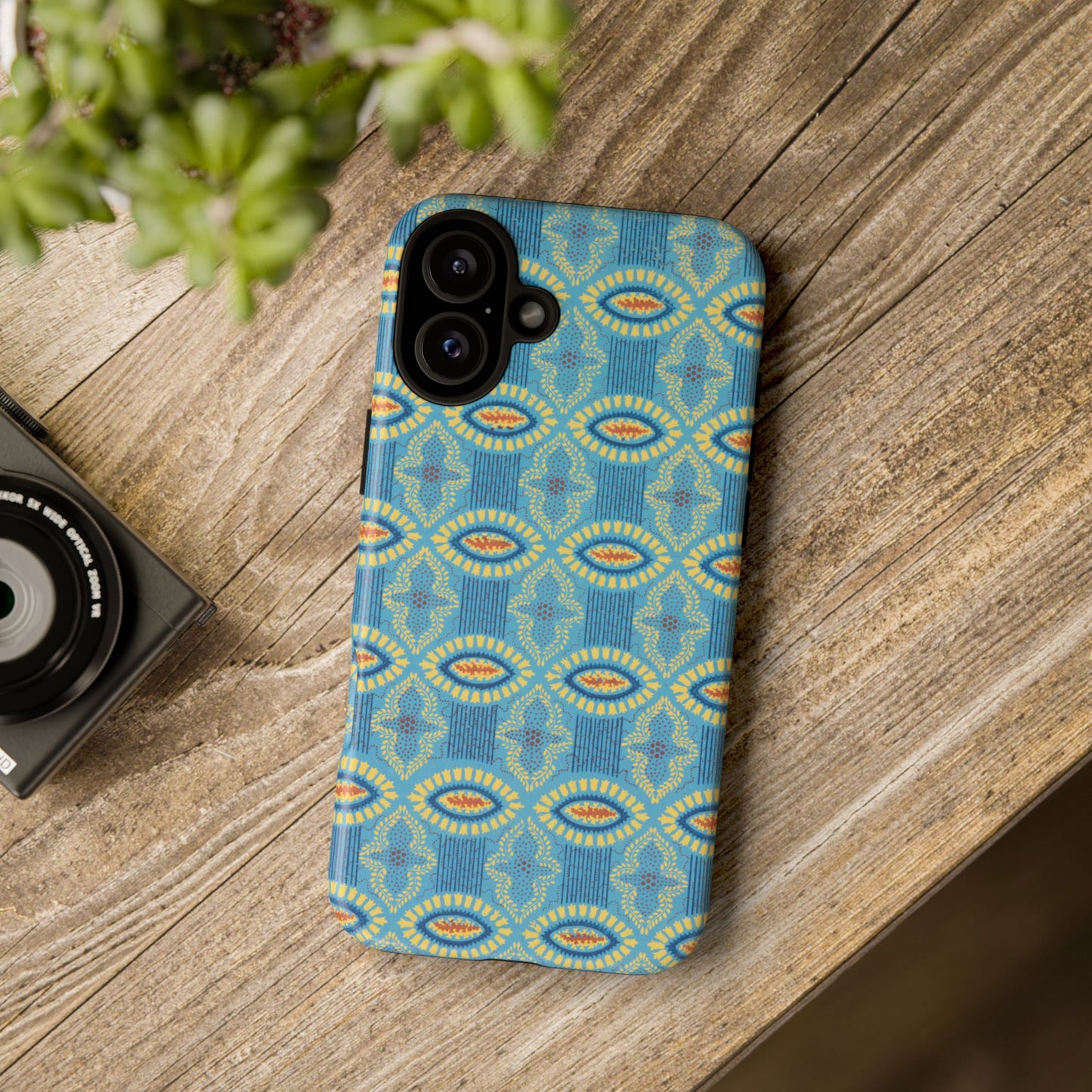 Turquoise Retro Geometric iPhone Case