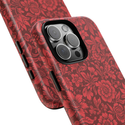 Vintage Crimson Floral Botanical iPhone Case